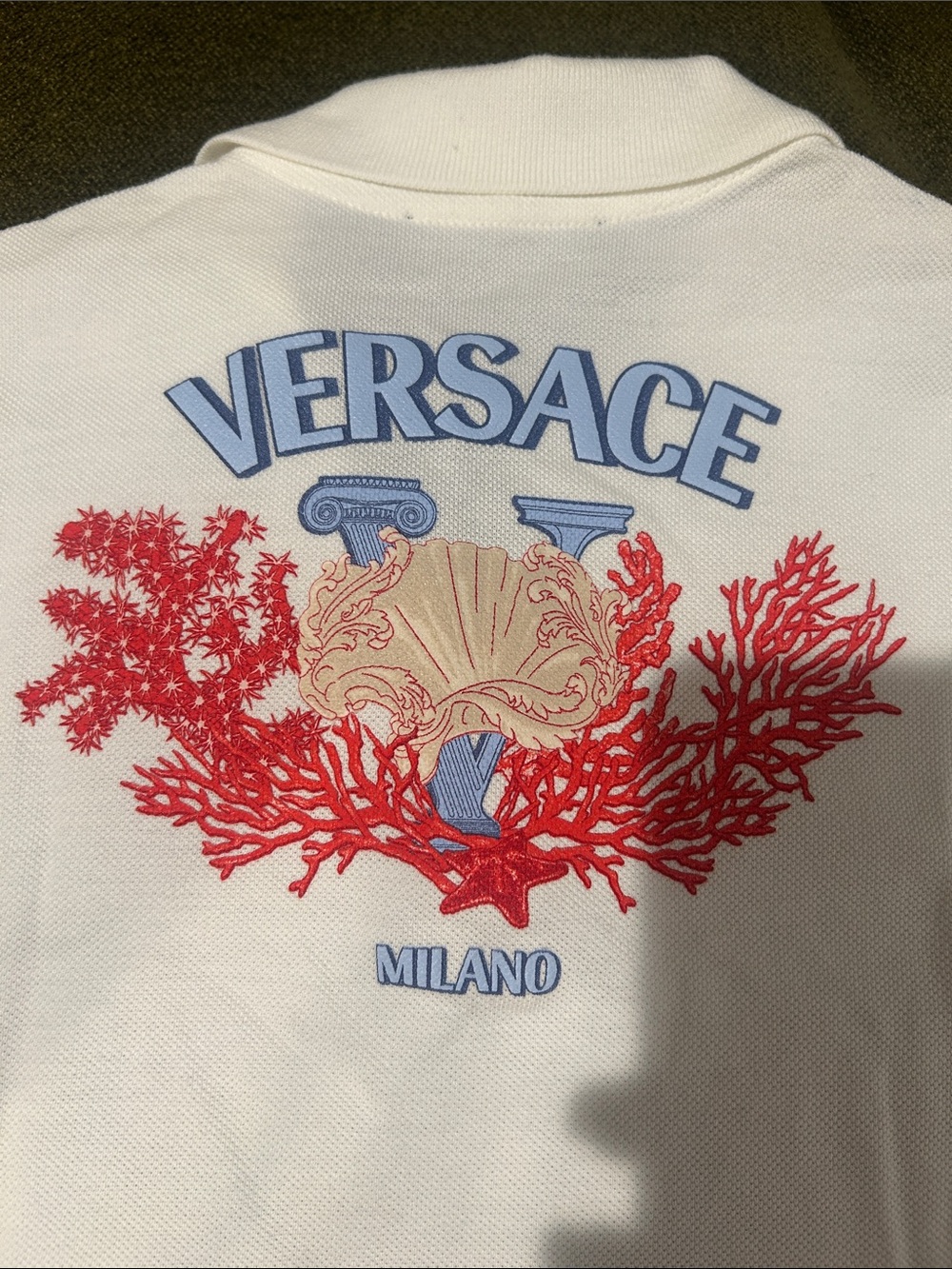 Versace White Polo with Pale Blue Logo - Picture 5 of 5